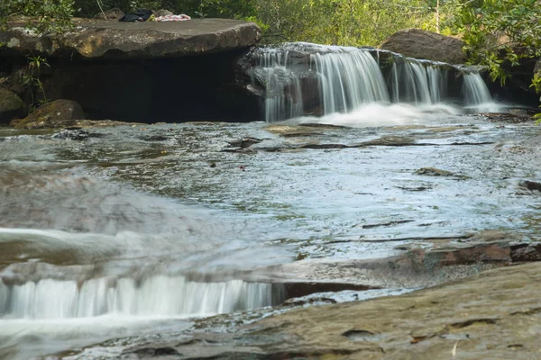 view of waterfall in tropical rain forest