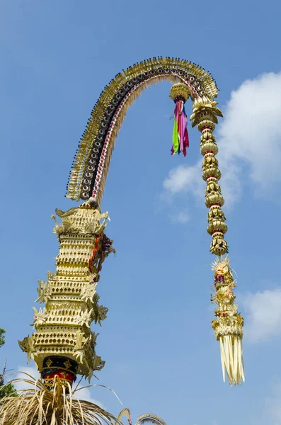 Tall Bamboo Hindu Offering Called Penjor Kintamani Traditional Balinese — Stock Photo, Image