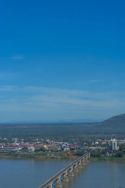 Río Khong Con Cielo Azul Lao — Foto de Stock