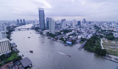 Panorama görüş vasıl gece bangkok city scape