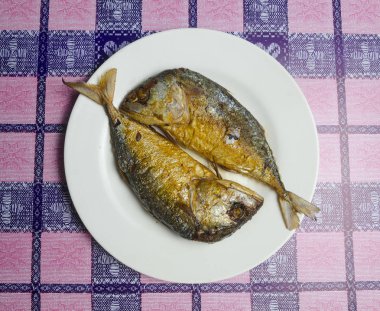 Kızarmış uskumru balığı. Yaklaş.