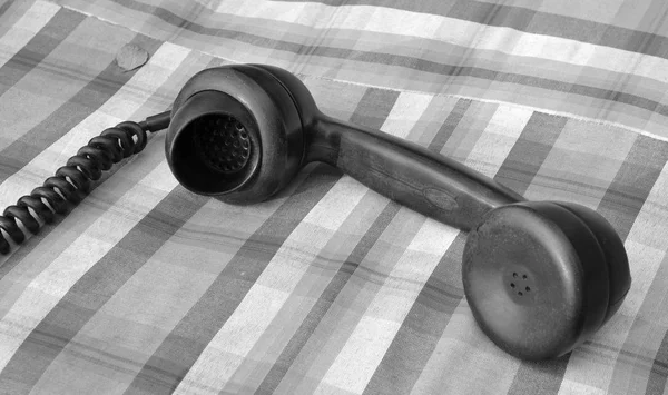 Starý Černý Telefon Černobílém Retro Stylu — Stock fotografie