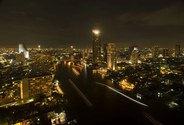 Widok Panoramę Centrum Bangkoku Nocy — Zdjęcie stockowe