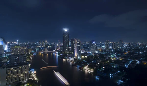 Panorama View Bangkok City Scape Nighttime — Stock Photo, Image