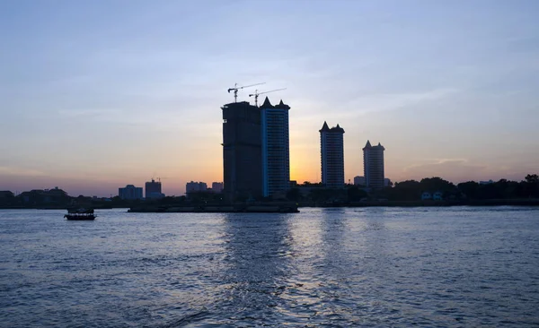 Bangkok City Downtown Night Reflection Skyline Bangkok Thailand — Stock Photo, Image