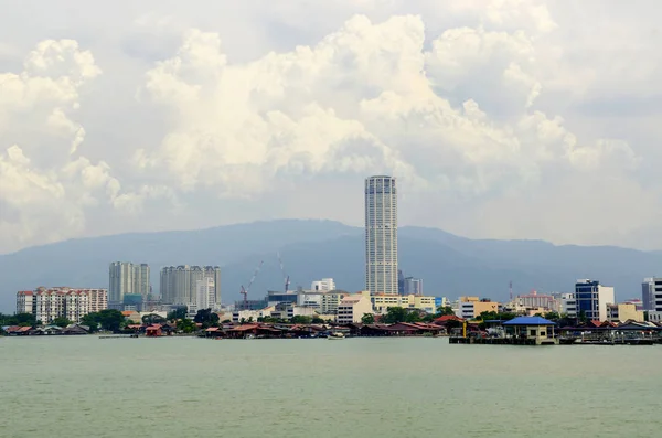 Penang Cityscapes Boats Ocean Skyscraper Malaysia Asia — Stock Photo, Image