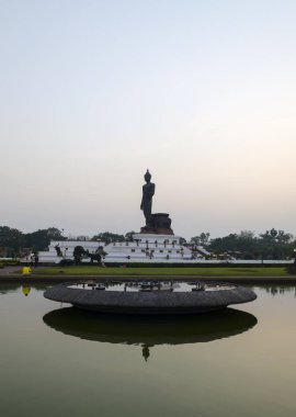 sunset at Buddhist park in the Phutthamonthon district, Buddha Monthon. Nakhon Pathom Province of Thailand.