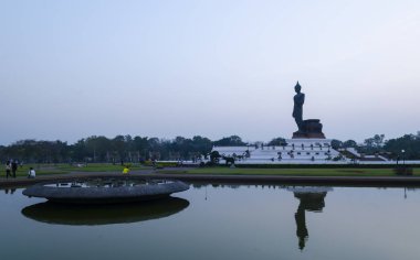 sunset at Buddhist park in the Phutthamonthon district, Buddha Monthon. Nakhon Pathom Province of Thailand.