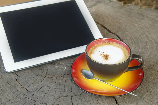 Workplace Office Desk Cap Coffee Tablet — Stock Photo, Image