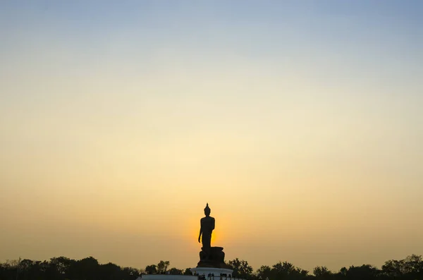 Coucher Soleil Parc Bouddhiste Dans Quartier Phutthamonthon Bouddha Monthon Province — Photo