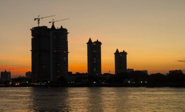 bangkok city scape gece zaman Panorama görüş
