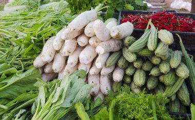 freshness vegetables and greens on market
