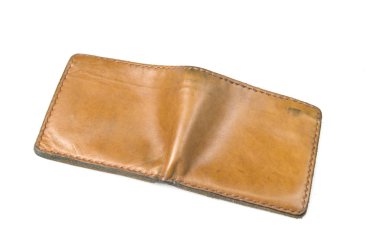 Beyaz arka plan üzerinde izole kahverengi cüzdan