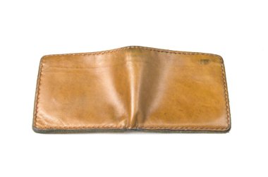 Beyaz arka plan üzerinde izole kahverengi cüzdan