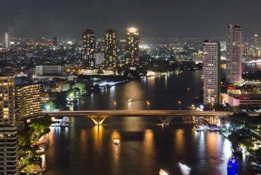 Modern city view of Bangkok, Thailand. Cityscape at evening