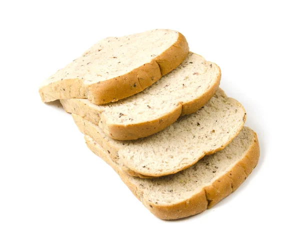 Der Geschnittene Laib Brot Mit Reflexion Isoliert Auf Weiß — Stockfoto