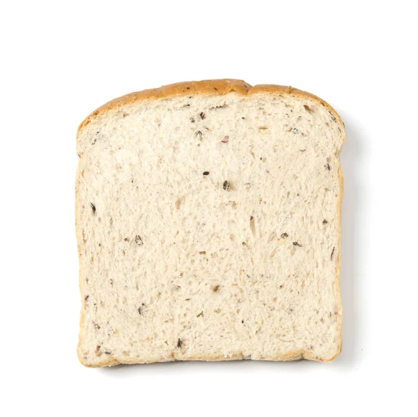 Φέτα Ψωμιού Που Απομονώνονται Λευκό — Φωτογραφία Αρχείου