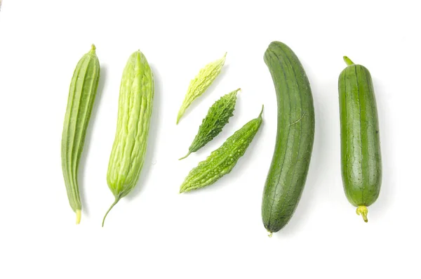 Sada Různých Druhů Zeleniny Izolovaných Bílém Pozadí — Stock fotografie