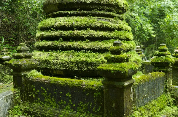 Chanthaburi Eyaleti Tayland 'daki Phlio Şelalesi Ulusal Parkı' ndaki eski pagoda ve yosun.