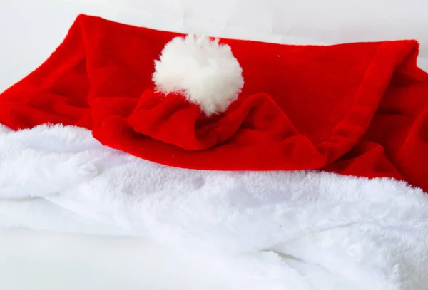 Santa Claus Kapelusz Białym Tle — Zdjęcie stockowe