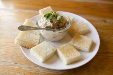 Tuna Sandwiches on white plate
