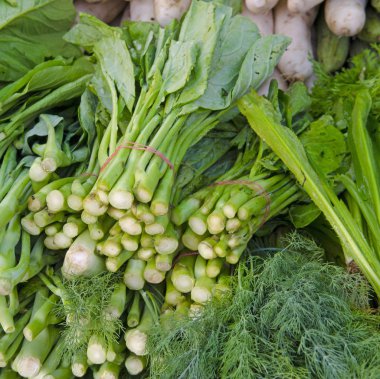 freshness vegetables and greens on market