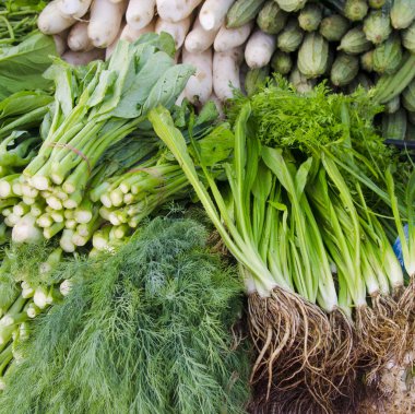 freshness vegetables and greens on market