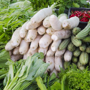 freshness vegetables and greens on market