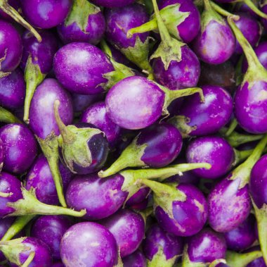 fresh eggplants background, healthy food