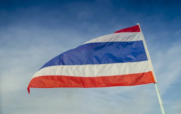 Thailand Vlag Met Mooie Hemel Flagstaff — Stockfoto
