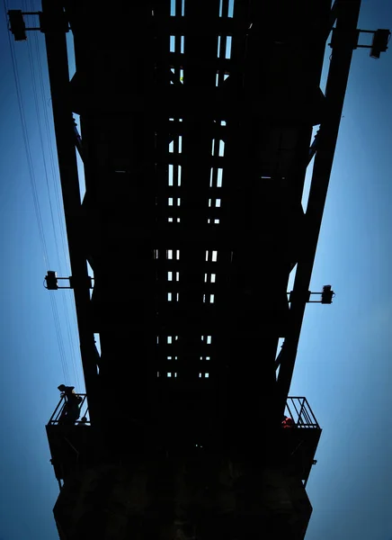 Beauty Industrialization Technology Steel Bridge Structure Blue Clear Sky Day — Stock Photo, Image