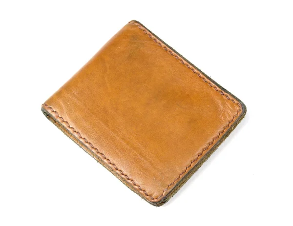 在白色背景上孤立的棕色钱包 — 图库照片