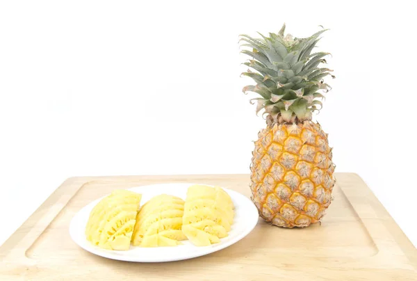 Pineapple Plate White Background — Stok Foto