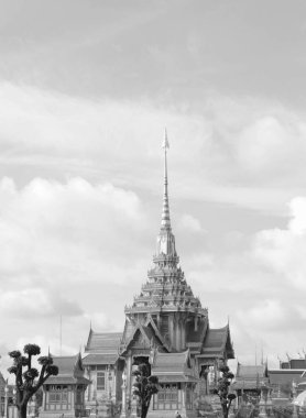 Black and white photo of Temple in Bangkok, Thailand