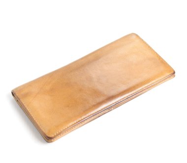 Beyaz arka plan üzerinde izole kahverengi cüzdan