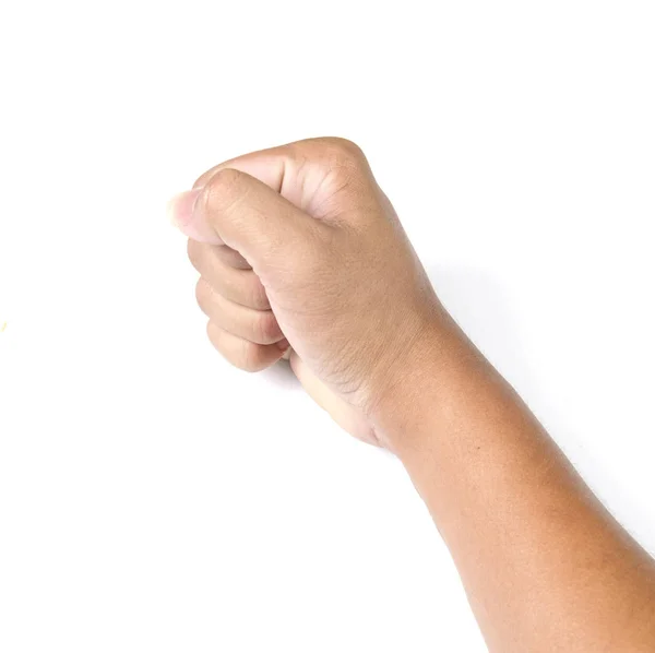 白い背景に隔離された拳を握りしめ手 — ストック写真
