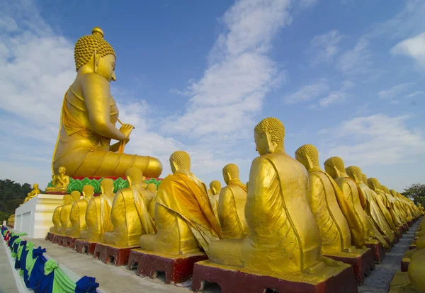 Makha Bucha Buddha Com Estátua 1250 Discípulos Nakhonnayok Tailândia — Fotografia de Stock