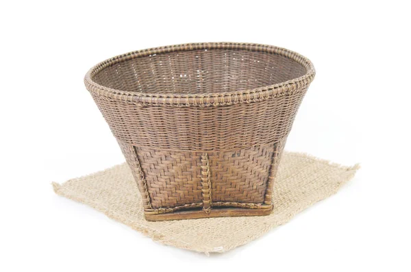 Empty Wooden Basket White Background — Stock Photo, Image