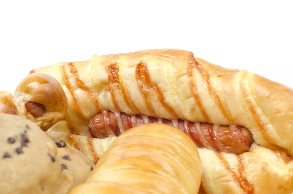 Sortimento Produtos Padaria Com Pães Pães Pãezinhos Doces Dinamarqueses — Fotografia de Stock