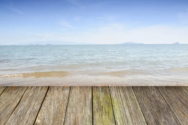 Schönheit Meereslandschaft Unter Blauem Himmel Blick Vom Holzsteg — Stockfoto