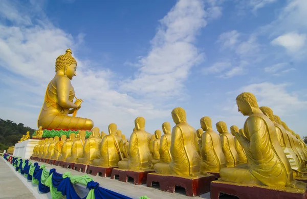 Makha Bucha Buddha Com Estátua 1250 Discípulos Nakhonnayok Tailândia — Fotografia de Stock