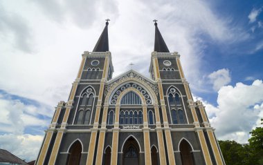 Kilise Katolik Kilisesi karşı güzel bir gökyüzü, Tayland zemin Chanthaburi ili