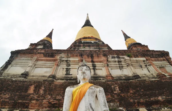 Buddhas Och Pagoden Wat Yai Chai Mongkol Ayutthaya Thailand — Stockfoto