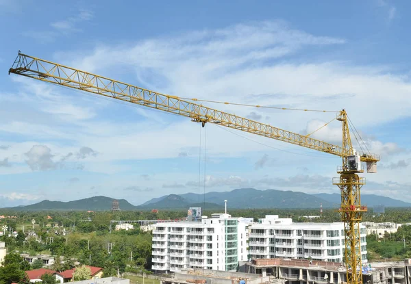 Guindaste Trabalhos Construção Processo — Fotografia de Stock