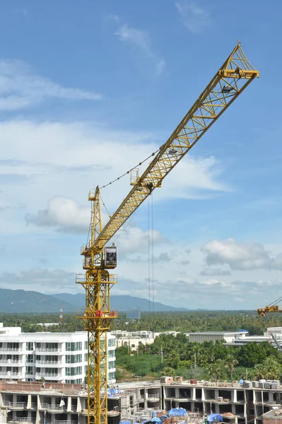 Guindaste Construção Progresso Trabalho Canteiro Obras — Fotografia de Stock