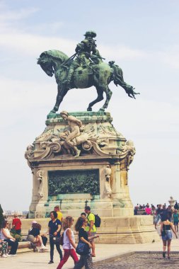 Budapeşte, Macaristan - Haziran 2018, Macaristan Parlamento Binası, Orszaghaz ve Budapeşte'deki Tuna Nehri, Macaristan, 29 Haziran 2018