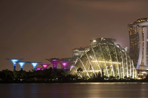 Singapore Cityscape Dusk Landscape Singapore Business Modern Building Marina Bay — Stock Photo, Image