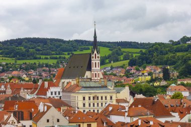 Cesky Krumlov şehrinin panoraması, Unesco mirası, Çek Cumhuriyeti