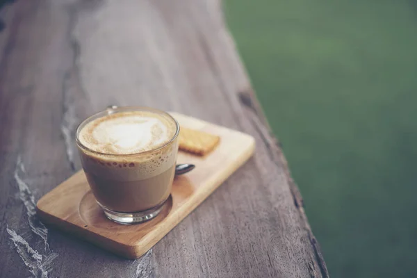 Kaffeetasse Auf Holztisch Café Vintage Ton — Stockfoto
