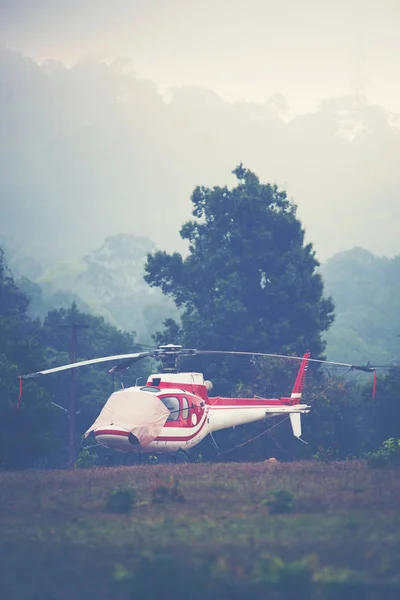 Helikopter Parkerad Parken Mitt Skogen — Stockfoto